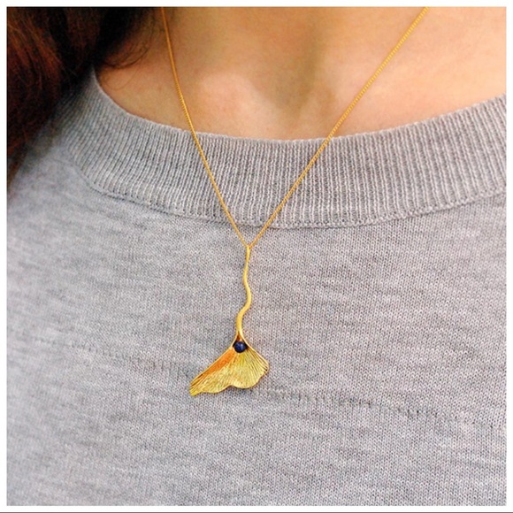 🎁 Artisan Handmade Natural Lapis 925 Silver The Zafyre Whale Tail Necklace - Picture 6 of 7